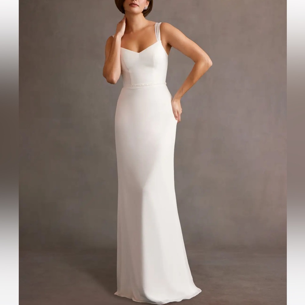 Azazie White Fitted Wedding Dress with Straps